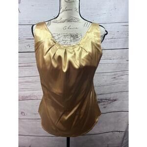 Essentials By Milano Gold Sleeveless Blouse‎ Stylish Lightweight Small